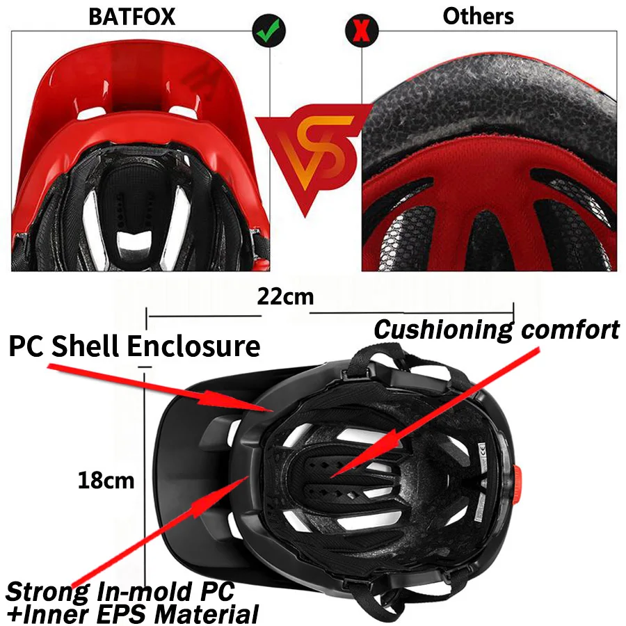 Шлем велосипедный BATFOX лёгкий шлем горного велосипеда темно зеленого цвета