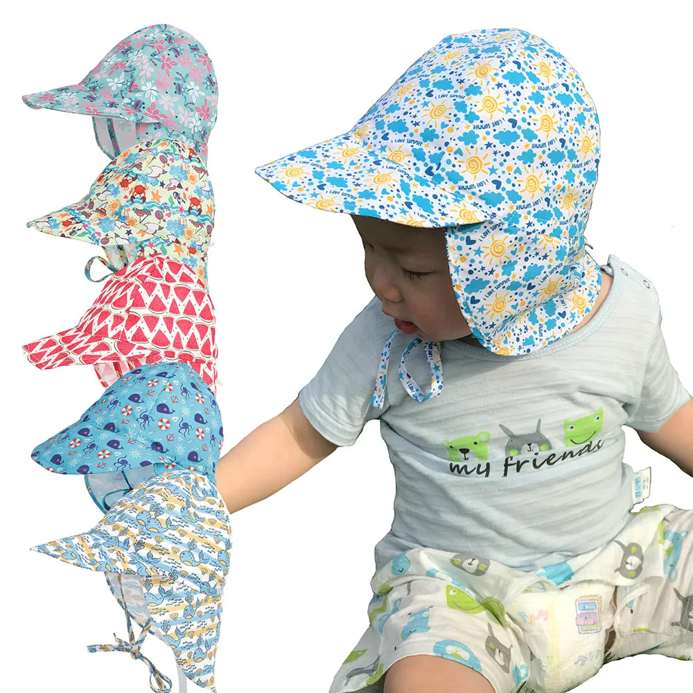 Солнцезащитная шапка с УФ защитой, летняя пляжная головная уборка унисекс для новорожденных, младенцев, малышей, мальчиков и девочек, хлопковая кепка