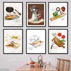 Современные акварельные инструменты для кухни, настенная Картина на холсте, скандинавские плакаты и принты, настенные картины для украшения столовой