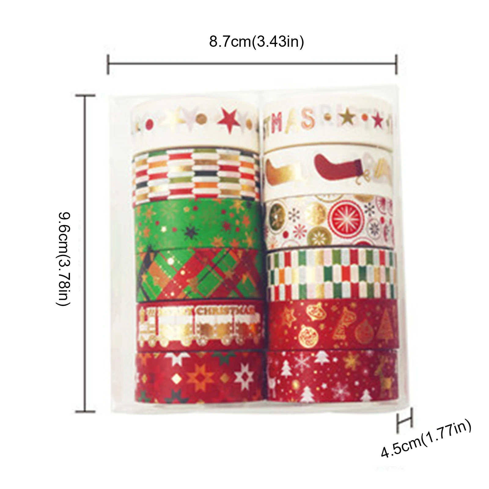 

12Roll/Set 15mm Christmas Foil Washi Tape Set Paper Festival DIY Scrapbooking Adhesive Masking Tape Decorative Sticky Washi Tape
