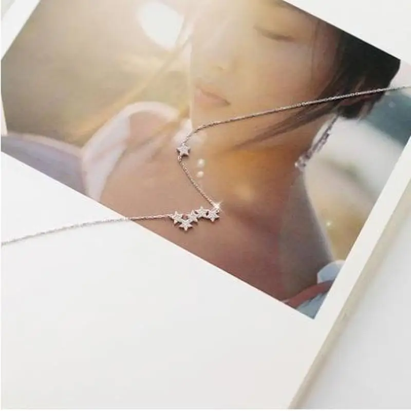 Модное серебряное ожерелье 925 пробы циркониевая звезда подвеска на цепочке заказ