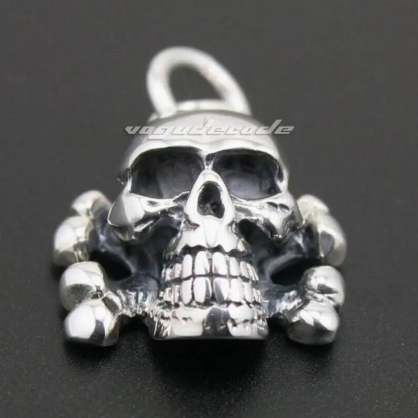 Мужская Байкерская подвеска в пиратском стиле серебряная с черепами 8C010|pendant