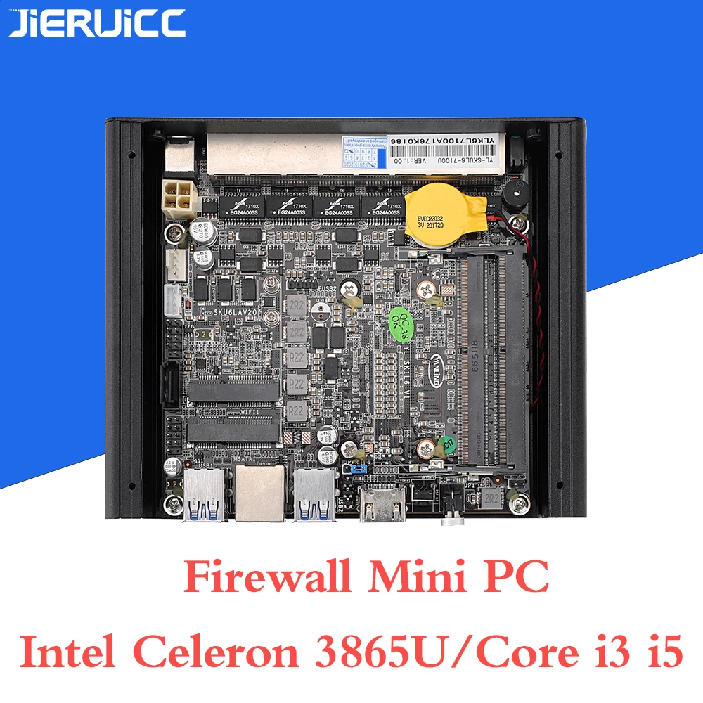 Intel Celeron 3865U minipc с оперативной памятью DDR4. 6 LAN PORT.1 COM 4 порта USB 3 0 быстрый и