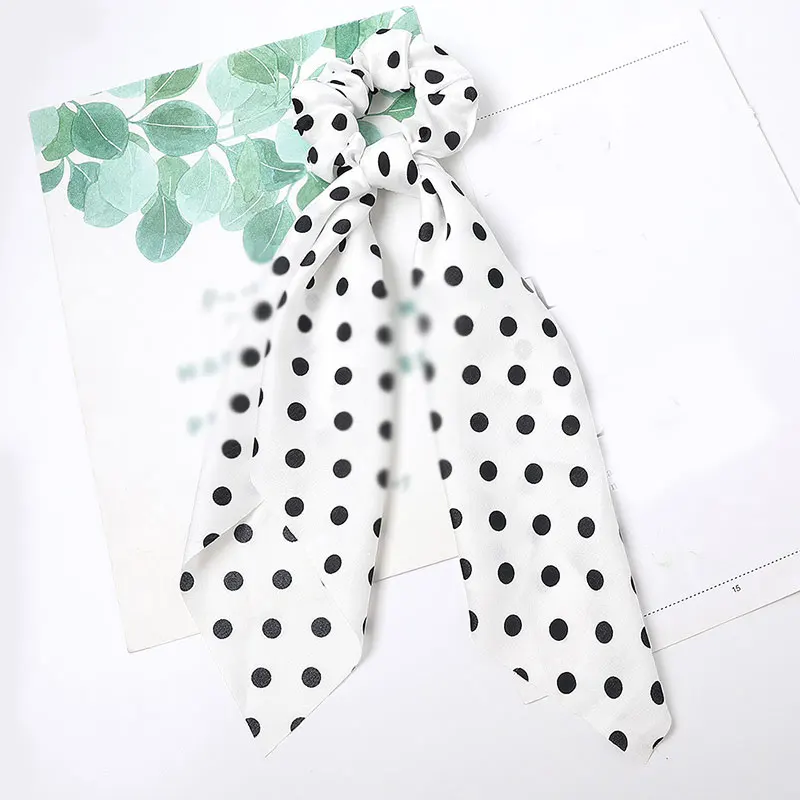 Big Dot Print Hairbands Ribbon Scrunchies Ponytail Long Scarf Bow Elastic Hair Bands Ties Rope Rings Accessories Ribbons |
