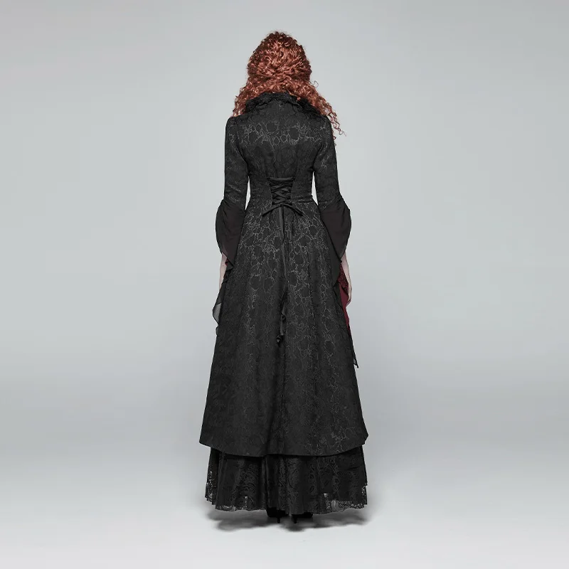 Женское длинное пальто черная куртка в стиле панк ретро | Женская одежда