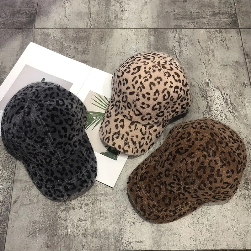 Duck Tongue Hat With Korean Leopard Designer Cap basketball cap female autumn and winter sexy leopard print baseb