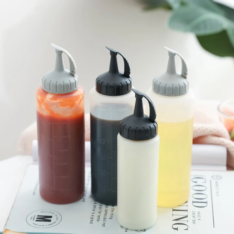 

175ML 350ML Squeeze Bottle Tomato Salad Dressing Plastic Tip Squeeze Squeeze Oil Can Household Sauce Sauce Seasoning Bottle