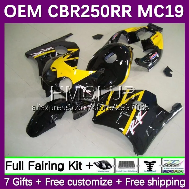 

Injection Body For HONDA CBR250RR CBR 250 RR CC MC19 28No.28 yellow black CBR250 RR 1988 1989 CBR 250RR 250R 88 89 OEM Fairings