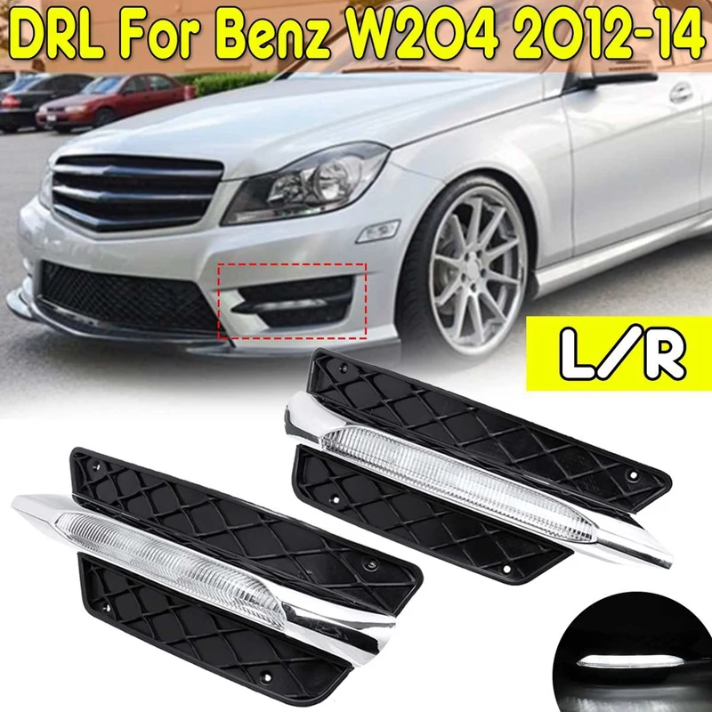 

DRL Front Bumper Grill Molding LED Fog Light Daytime Running Light Fog Lamp for Mercedes for Benz W204 C-Class 2012-14