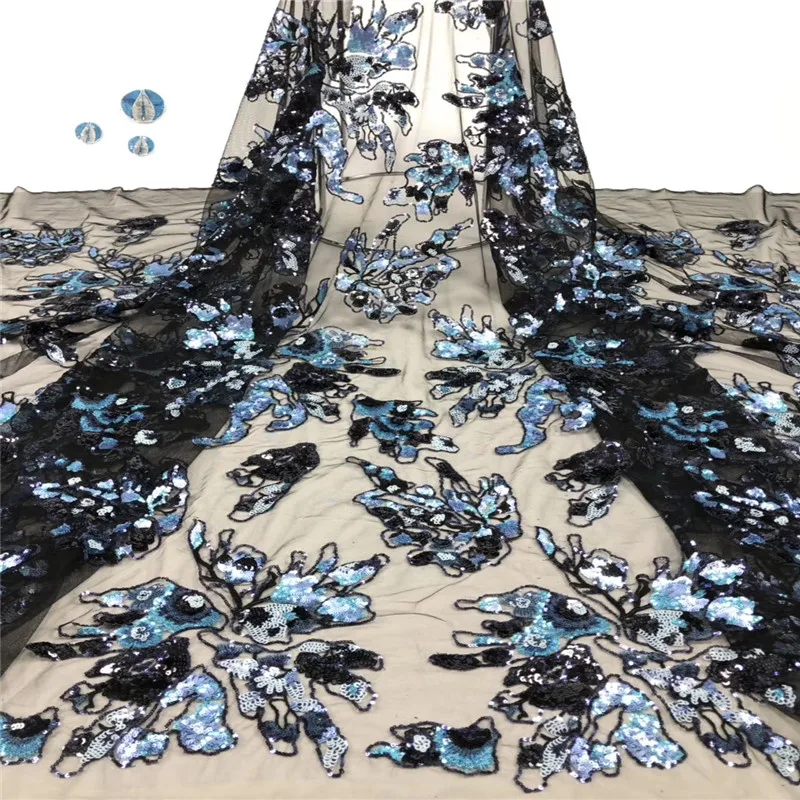 

NaXiu Latest Nigerian Lace Fabric French Mesh Lace Fabric And Sequins African Embroidery Lace Fabric For Wedding Dress