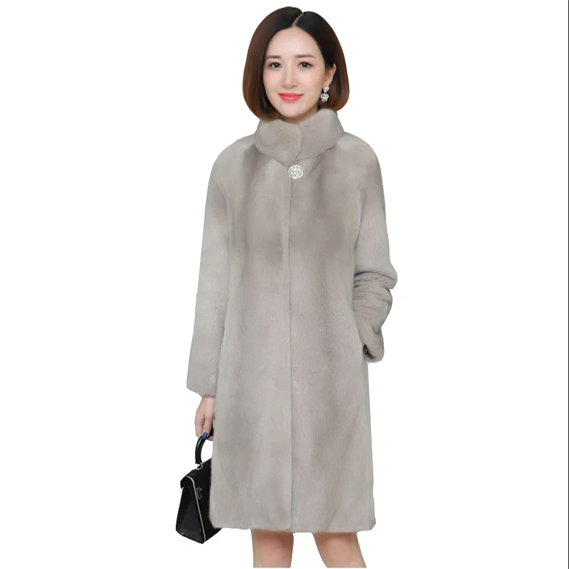 2022 шикарная норковая парка Женская шуба средней длины винтажные топы Зимние