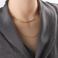 titanium layered beaded chains choker necklace women stainless steel jewelry designer t show runway gown sweety boho japan