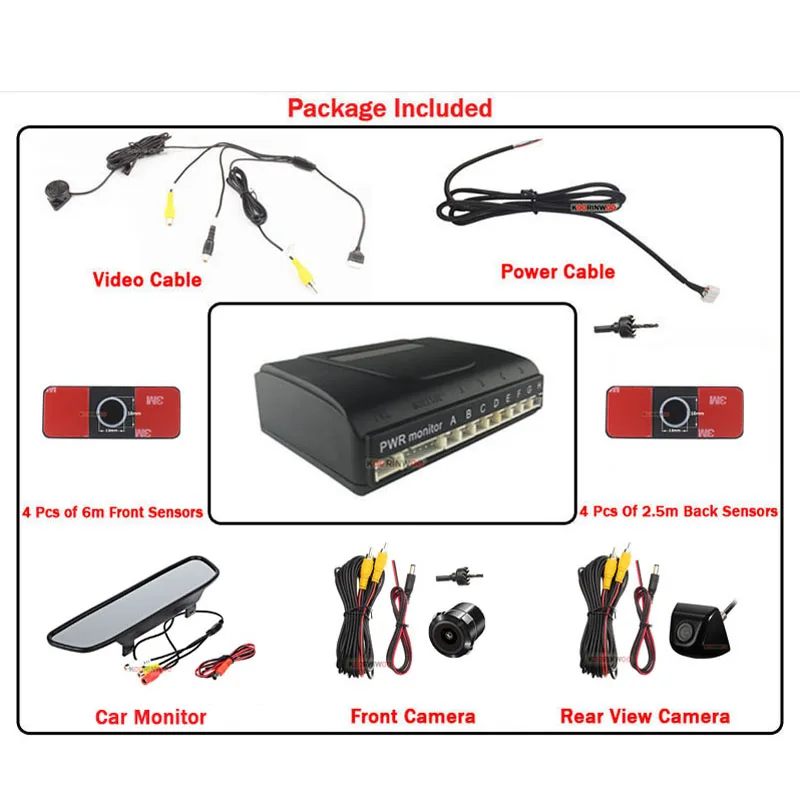 

Koorinwoo Original Dynamic trajectory Line Car Parking sensor system with camera Show Distance visible radar detector For Car