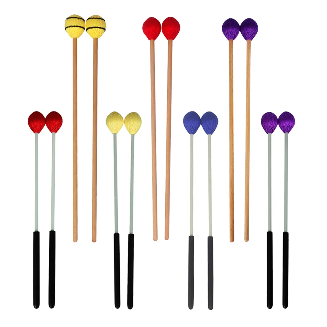 1 пара музыкальных инструментов Marimba Mallets, молоток с ручкой из шерсти и клена, шар из шерсти с деревянной ручкой для перкуссионных инструментов Acce