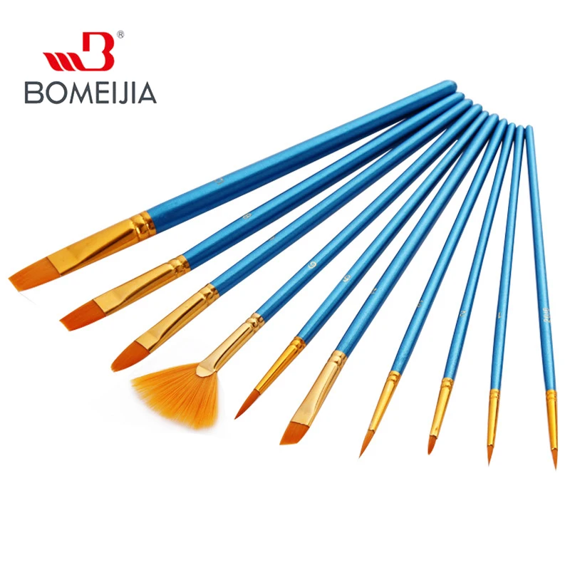 

10Pcs Paint Brushes Watercolor Gouache Painting Brushes Nylon Hair Short Rod Oil Acrylic Gouache Brush Watercolor Art Supplies