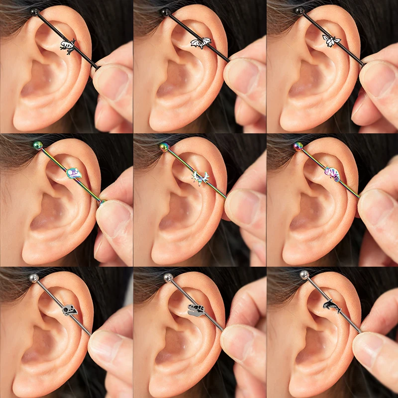 外科用鋼製工業用バーベル 14g 女性と男性用 ピアス 軟骨 イヤリング 1 2インチ 38mm 1個 Aliexpress Jewelry Accessories