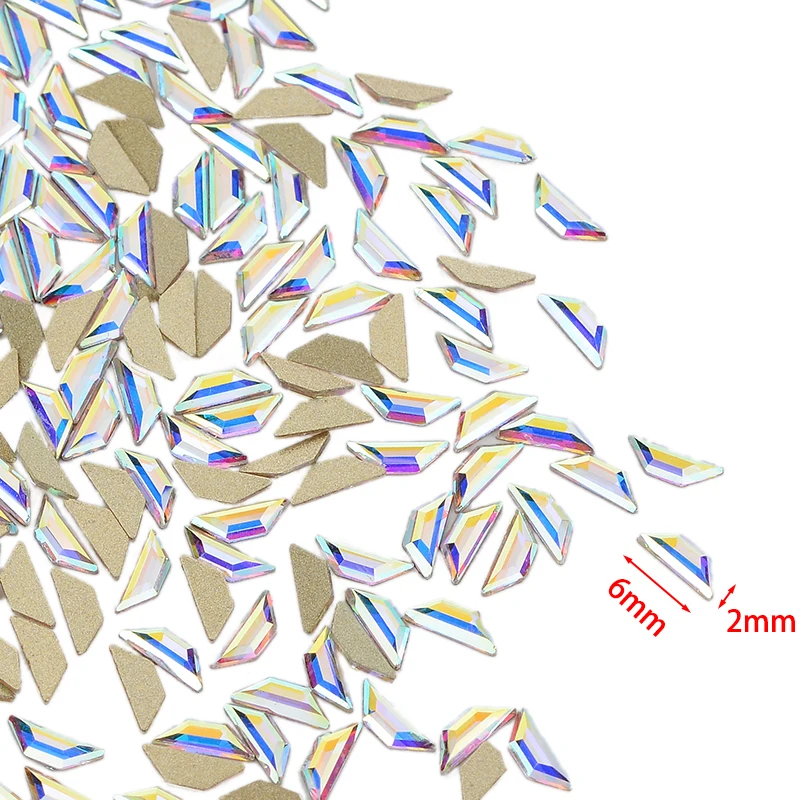 Sailboat 2x6mm 30pcs Golden Back AB Color Flatbacks No-Hotfix Rhinestones CRYSTAL Nail Art Crystal Flat Back Rhinestones For Nails - Цвет: Sailboat 2x6mm