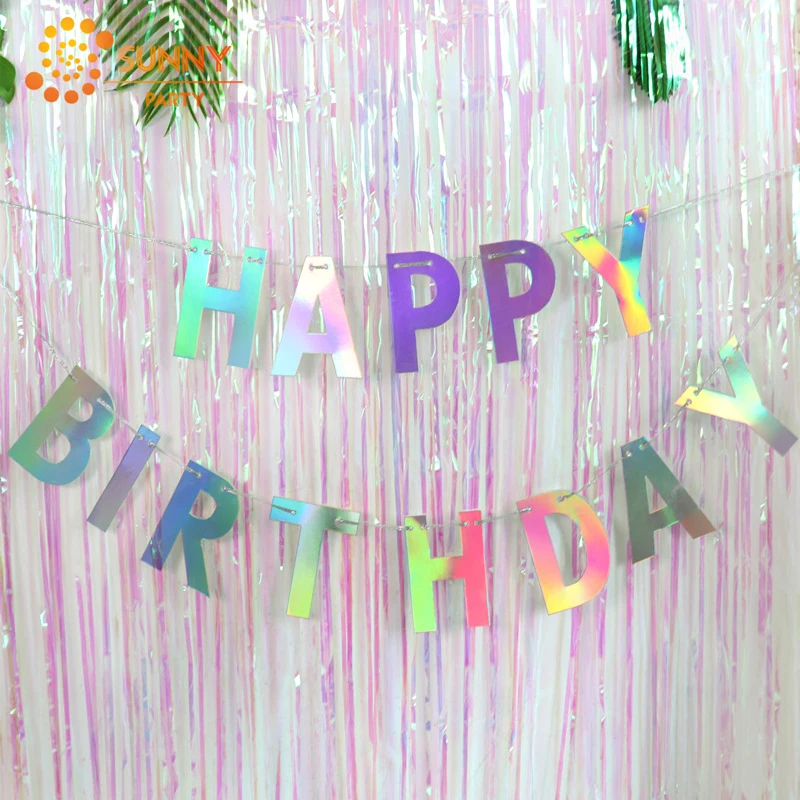 Цветной лазерный баннер с надписью на день рождения хвост русалки Вымпел для