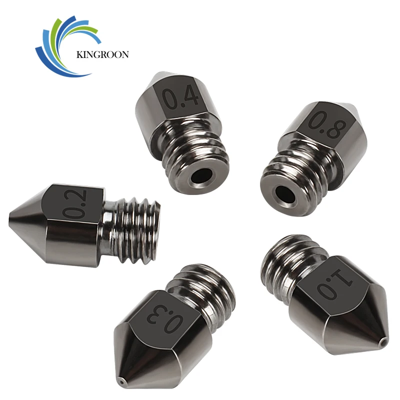

5Pcs KingRoon MK8 Harden Steel Nozzle Mold Steel Extruder Extrusion Hard steel Nozzles 0.2-1mm Thread 1.75mm 3D Printer Parts