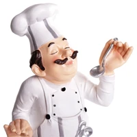 retro chef model ornaments resin crafts chef figurines white top hat cook home kitchen restaurant bar coffee decor