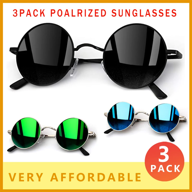 Круглые поляризованные солнцезащитные очки в стиле ретро для мужчин и женщин 3