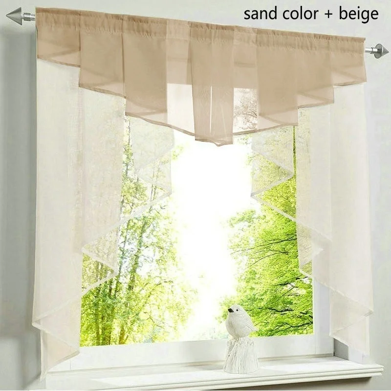 Плиссированный балдахин с вышивкой бежевый цвет основной тюль балкон кухня