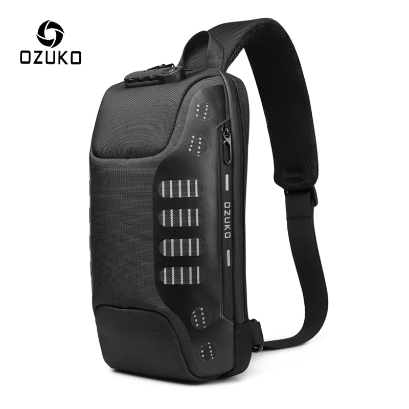 Нагрудная сумка OZUKO мужская с защитой от кражи, многофункциональный водонепроницаемый слинг-мессенджер с USB-зарядкой, саквояж кросс-боди от AliExpress WW