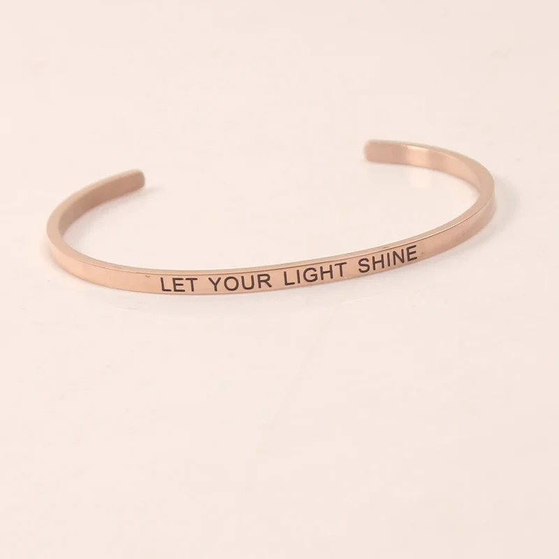 Новейшая модель Пусть ваш светильник блеск цитаты мантра браслеты 316L