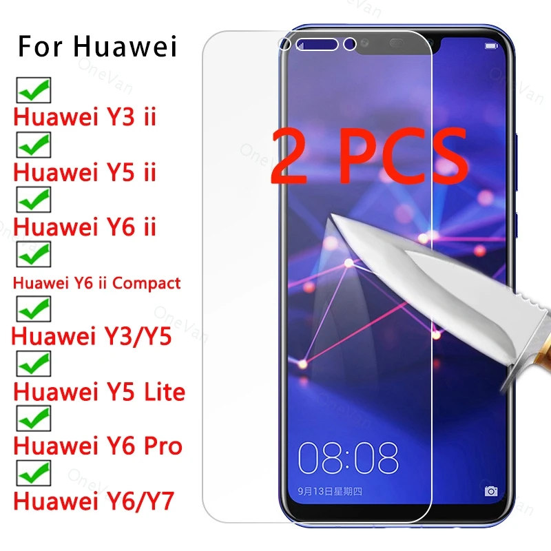 2 Pcs Tempered Glass for Huawei Y3 II Y5 II Y6 II Compact Phone Front Glass for Huawei Y3 Y5 Y6 Y7 Lite Pro Hard Glass HD GLASS