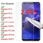 Закаленное стекло для Huawei Y3 II Y5 II Y6 II, компактное Переднее стекло для телефона Huawei Y3, Y5, Y6, Y7 Lite Pro, жесткое стекло HD, 2 шт.