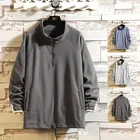 Толстовка мужская однотонная, в стиле Харадзюку, с отложным воротником, в стиле пэчворк, осень 2020