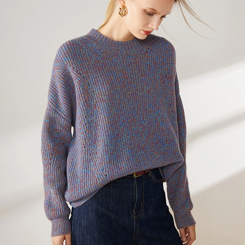 Новинка Осень-зима плотный свободный свитер Топ 100% кашемировый женский | Женская