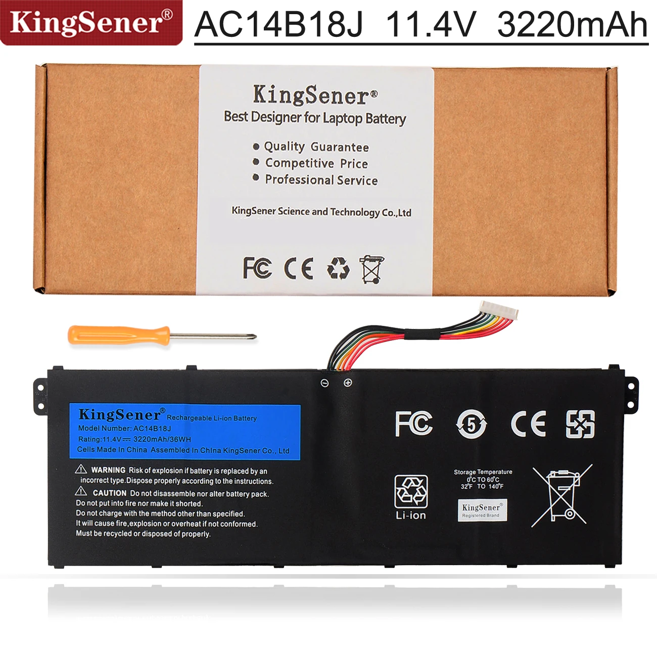 Kingsener Ac14b18j Ac14b13j Bateria do Portátil para Acer Aspire E3111 E3-112 E3-112m Es1531 Ms2394 B115-mp Ex2519 N15q3 N15w4 11.4v Baterias p/ laptop