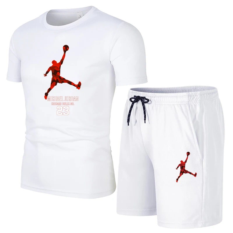 

Summer Casual Male Tracksuit Clothing Men Set Fitness Suit Sporting Suits Short Sleeve T Shirt + Shorts Quick Drying 2 Piece Set