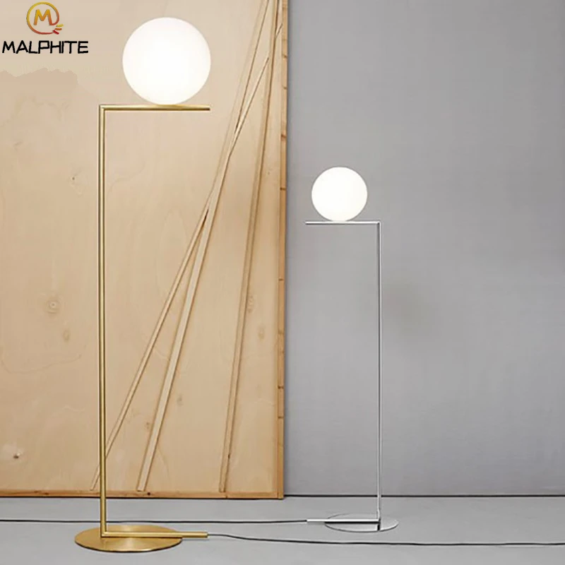 Современный светодиодный шаровой торшер роскошный Глод напольный свет белый стеклянный стоящий светильник Гостиная прикроватный деко стоячие светильники Освещение