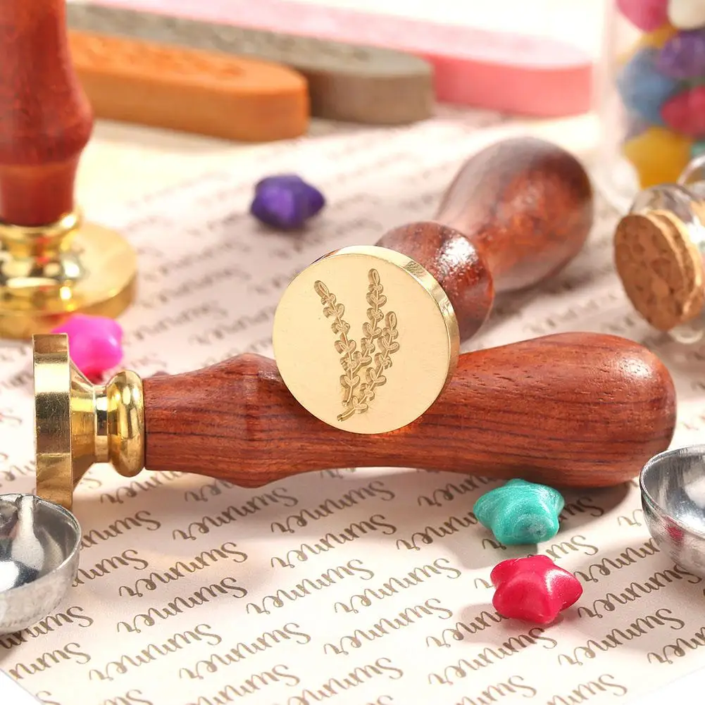 Retro European Flower Fire Paint Seal Wax Stamp Head Wooden Handle Set For Wedding Invitation Signature Kids Toy | Дом и сад