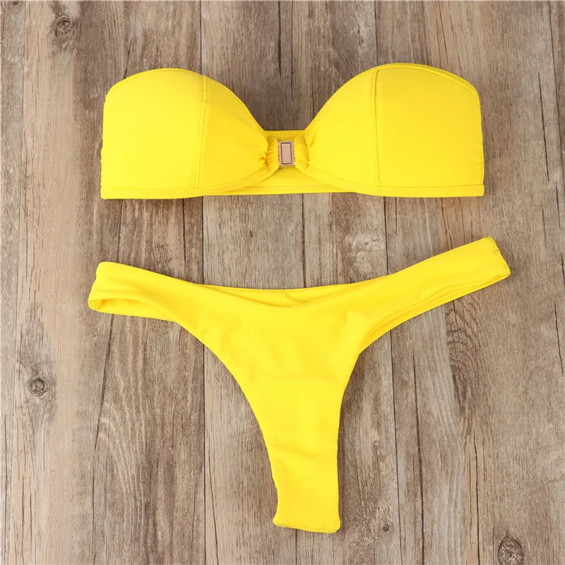 

Women Bikini Set Push up Bra Strapless Swimwear High Cut Beach Swimsuit Brazilian Bathing Maillot De Bain Femme