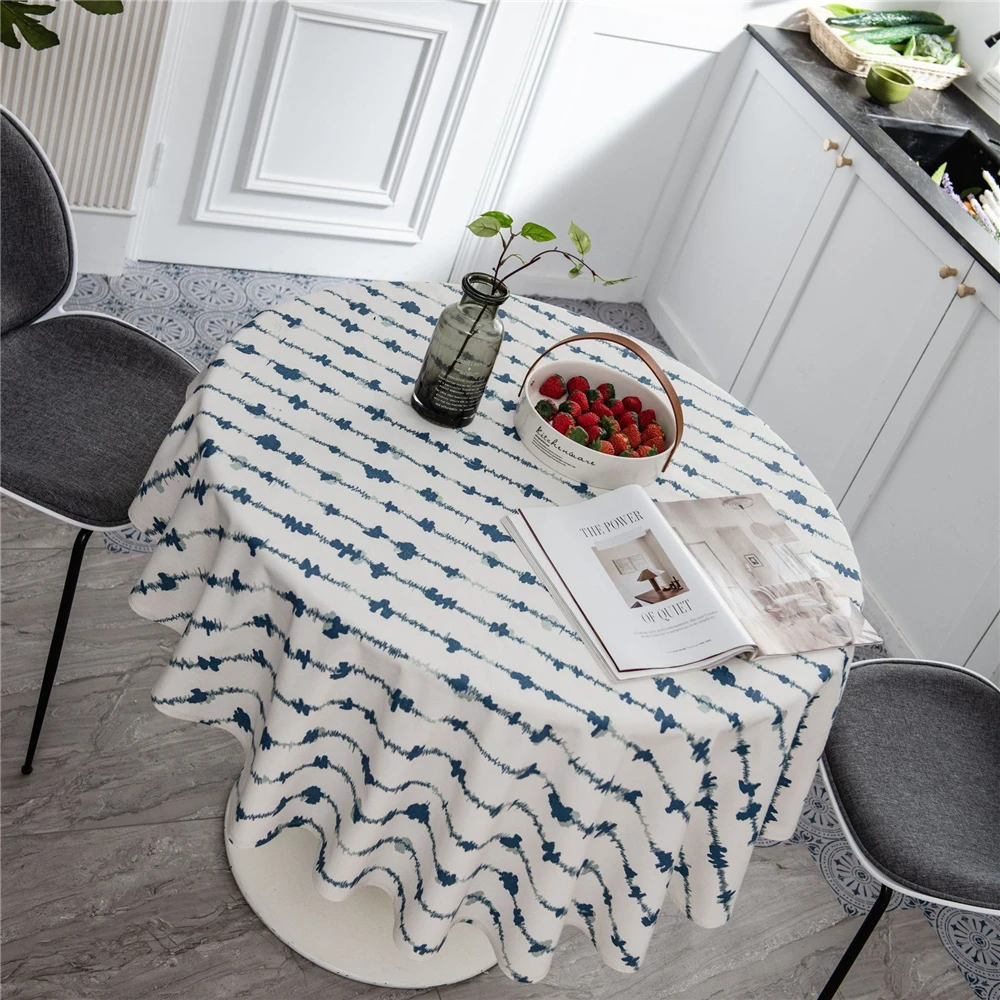 1 шт. круглая скатерть из хлопка и льна 150 см | Дом сад