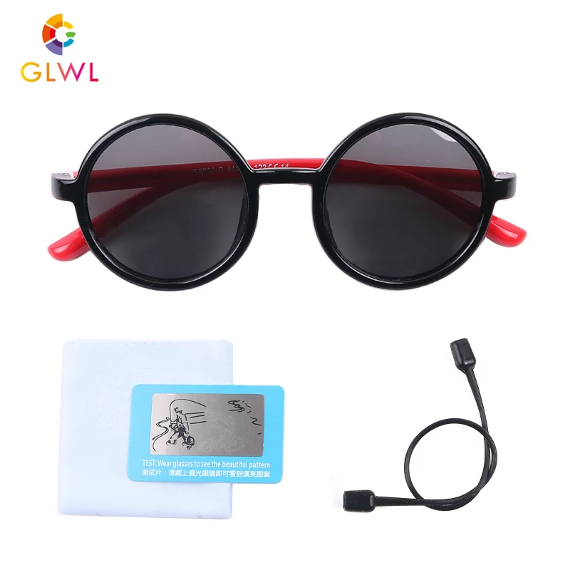 GLWL Children's Round Sunglasses Boys Polarized Glasses For Kids Polaroid Eyeglasses Baby Girl Silicone Frames Safe Sports UV400 |