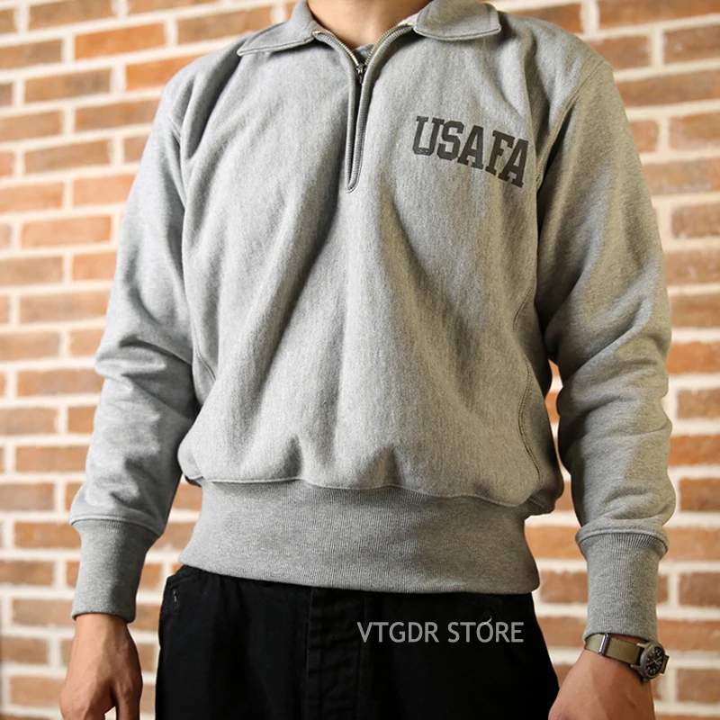 

Мужской свитшот с молнией на половину длины, в стиле ретро