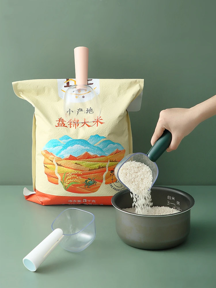 Cuchara de arroz multifunci&oacute;n con mango largo, cuchara para Harina de pl&aacute;stico para el hogar, cocina, granos-1