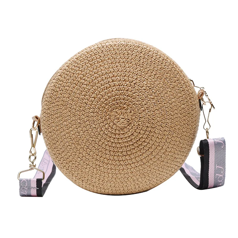 

Round Straw Weave Bag Luxury Handbag for 2020 Summer Women Wide Shoulder Crossbody Bag Fashion Bohemian Holiday Female Beach Bag