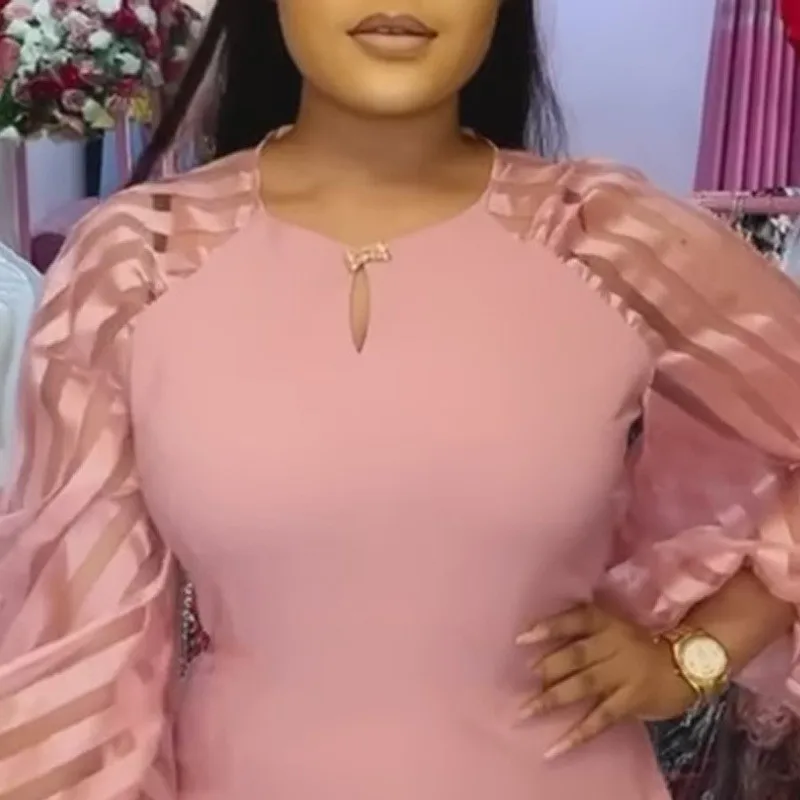 

2021 Autumn Vintage Lantern Sleeve Dress Women Elegant O-Neck Half Sleeve Pocket Sashes Knee-Length Casual Dress