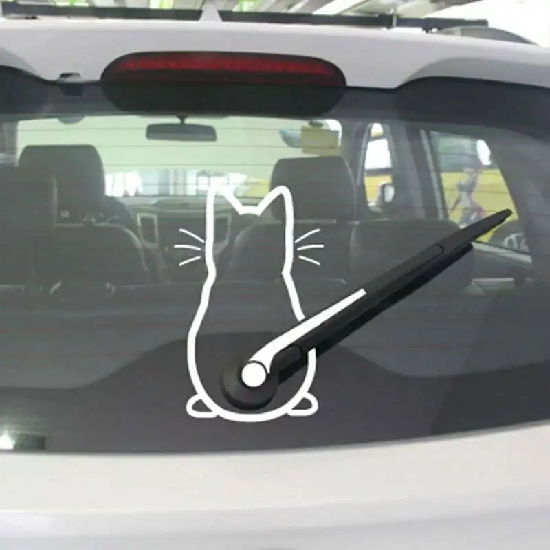 

Creative Cat Moving Tail Paws Car Sticker Cute Cat Stickers Window Wiper Cartoon Car Decal Stickers Funny Exterior Accessories
