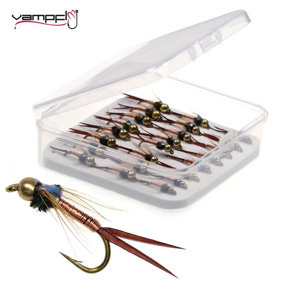 

Vampfly8# 10# 12# 24pcs / Box-Brass Beadhead Copper John Nymph Fly Fast Sinking Wet Fly For Trout Bass Steelhead Fishing Lure