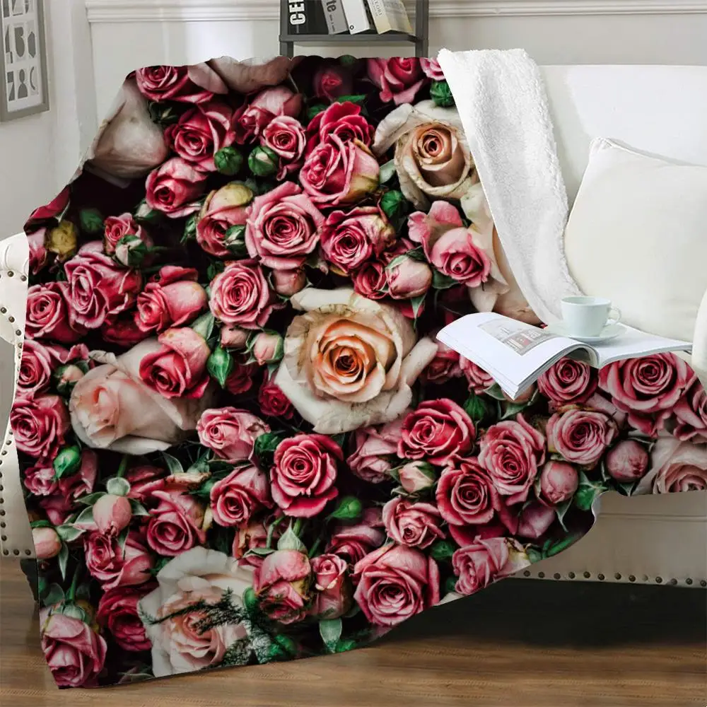 

NKNK одеяла с цветами розовые одеяла для кровати розовое тонкое одеяло Harajuku Постельное белье Покрывало Sherpa Премиум прямоугольное одеяло с жи...