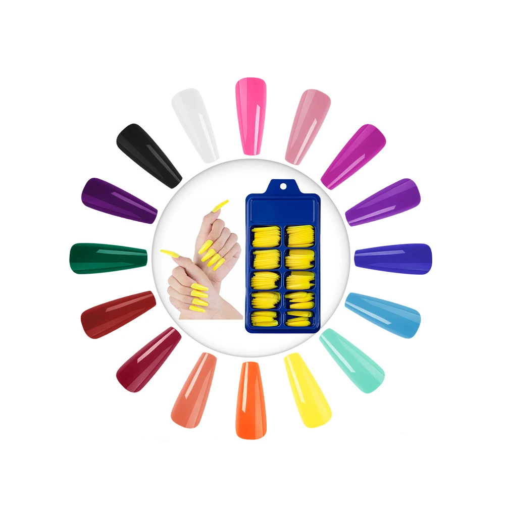 

100 Pieces / Box Ballet Fake Nail Piece Candy Color Wearing Nail Coffin Nail Art Complete Set Of Nail Decoration Manicure