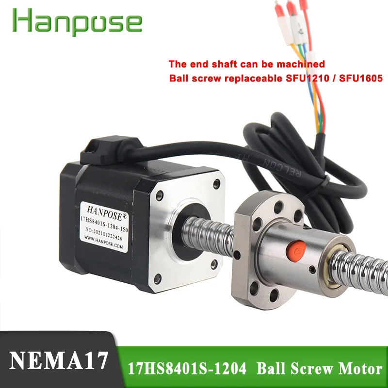 

5pcs Nema17 ball screw Motor 1.8A 17HS8401S-SFU1204 42X48mm L100/200MM 42 Series motor 1m DuPont line for CNC milling machine
