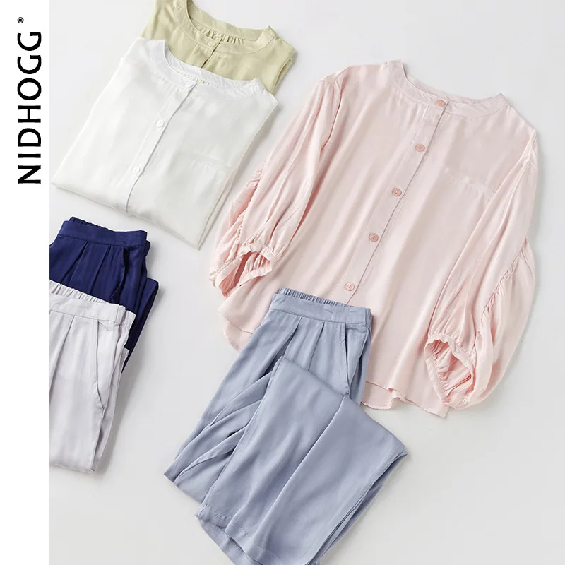 Пижама с феей Женская универсальная атласная винтажная рубашка мешковатые штаны