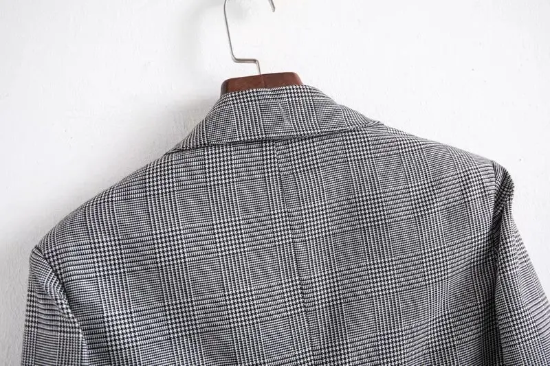 Демисезонный клетчатый Блейзер Vadim Женский костюм куртка пальто Veste Femme Женский блейзер формальный Vadim Официальный магазин пальто, стилизованные под рабочую одежду Новинка
